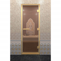 Стеклянная дверь для хамама в золотом профиле, бронза 180х70 (по коробке) (DoorWood)