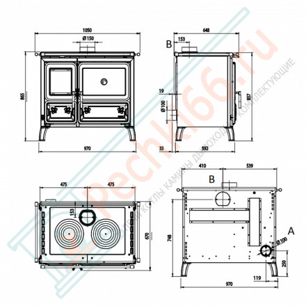 Печь с варочной поверхностью Milly, цвет красный (La Nordica)