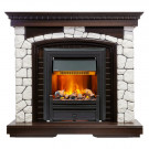 Электрический Каминокомплект Glasgow - Темный дуб / Белый с очагом Brookline Black Электрический Каминокомплект Glasgow - Темный дуб / Белый с очагом Brookline Black