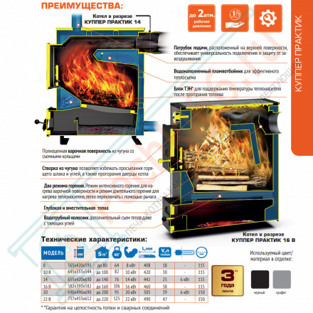 Отопительный котел Куппер ПРАКТИК-14 1.1 (Теплодар) 14 кВт