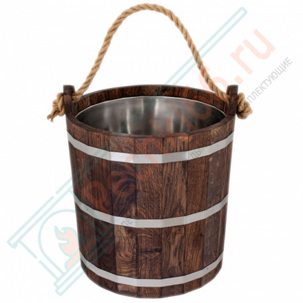 Запарник 20л. с нержавеющей вставкой, ДУБ в темном (Woodson)