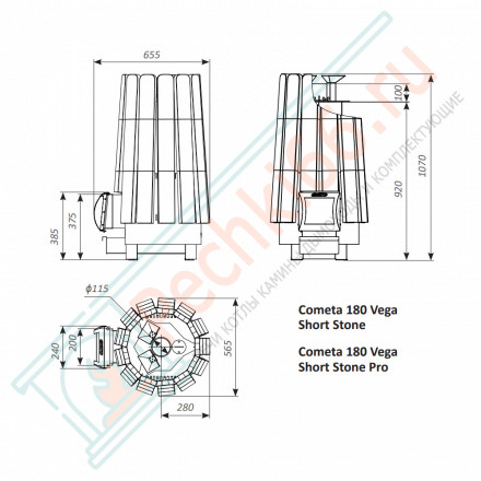 Банная печь Cometa 180 Vega Short, Stone (Grill’D)