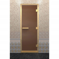 Стеклянная дверь для хамама в золотом профиле, бронза матовая 200х70 (по коробке) (DoorWood)