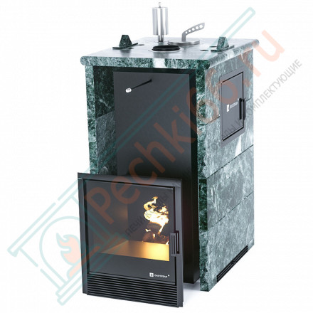Печь для бани Сочи-M2 в трёхстороннем кожухе из змеевика (ИзиСтим)