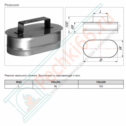 Ревизия VOG (AISI-321/0,5) 100х200мм (Вулкан)