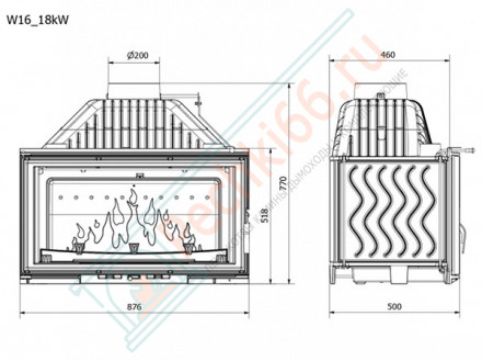 Топка для камина W16 (16,3 kW) ECO (Kaw-Met)