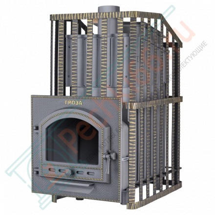 Печь Гефест Гроза Ураган 24 П, закрытая каменка, до 24 м3