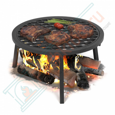 Решетка гриль чугунная Стейк Ø 450мм с подставкой (Везувий)
