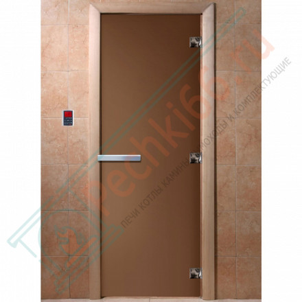 Дверь стеклянная для бани, бронза матовая 1800х800 (DoorWood)