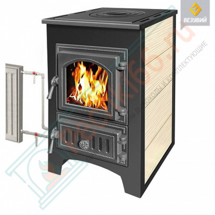 Печь-камин ПК-01-270, с плитой и Т/О, бежевый (Везувий) до 150 м3