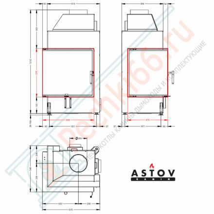 Каминная топка П2С 600 L (Астов)