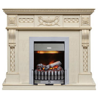 Каминокомплект Corsica - Слоновая кость с патиной (Ширина 1100) с электрическим очагом Danville Chrome FB2