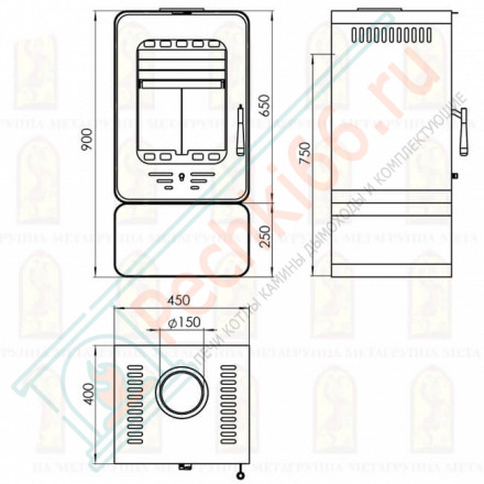 Печь-камин Лава 6 (Мета) до 120 м3