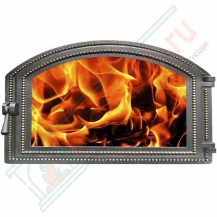 Дверца каминная чугунная 222, бронза (Везувий)