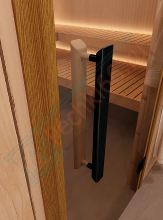 Стеклянная дверь для сауны и бани "Фаворит BLACK прозрачное бесцветное" 1900х700 по коробке (DoorWood)