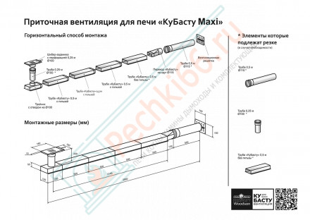 Приточная вентиляция для печи КуБасту Maxi (Сталь-Мастер)