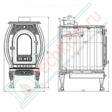 Печь отопительно-варочная чугунная "Сибирь" (НМК)