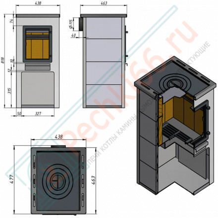Печь-камин ДТ-4С с плитой (Этна)