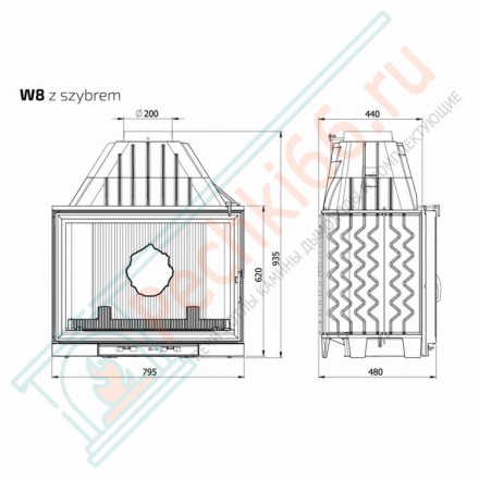 Чугунная топка W8 kW 19.7 (Kaw-Met)