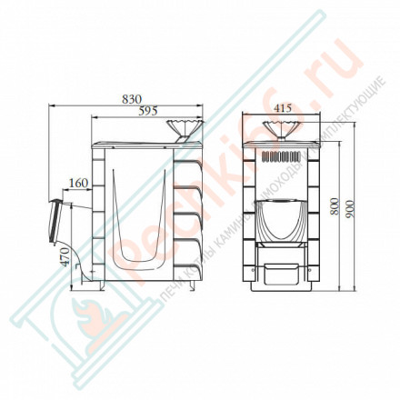 Печь для бани Гейзер 2014 Carbon ДА ЗК терракота (T.M.F) до 18 м3