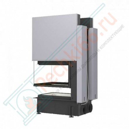 Топка Дельта 700 B три стекла подовое горение принтинг черный шамот (Экокамин)
