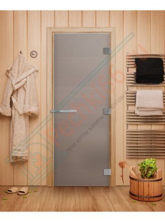 Дверь для бани и сауны Эталон, сатин, 200х80 см (по коробке) (DoorWood)