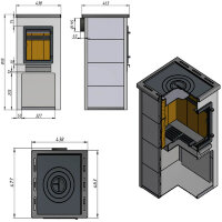 Печь-камин ДТ-4С, с плитой, Т/О (Этна) до 150 м3