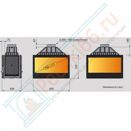 Чугунная топка LCI 9 GDFs + 1 боковое стекло (Liseo Castiron) 18 кВт