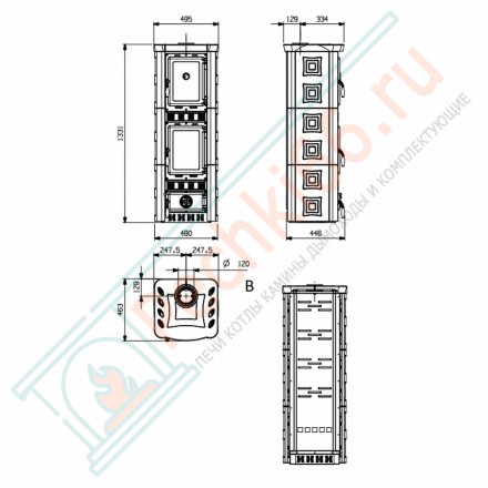 Печь-камин Gaia Forno, цвет бордовый (La Nordica)