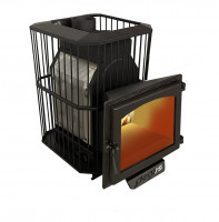 Банная печь Пегас-16 сетка, панорама, закрытая каменка (Pegas)