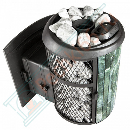 Печь для бани Атмосфера L+, усиленная каменка, комбинированная облицовка змеевик (ProMetall)