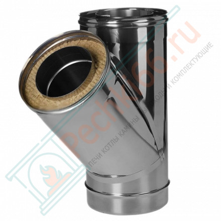 Тройник 45° с изол (НЕРЖ-321/0,8-НЕРЖ-439/0,5) d-120/200 (Дымок-Lux)