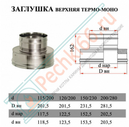Переход термо-моно (НЕРЖ-321/0,5-НЕРЖ-439/0,5) d-300/380 (Дымок-Lux)