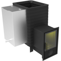 Печи для бани с баком для воды Березка Фаворит 15 Д-2, каминная дверца, с баком 35 л