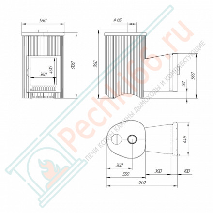 Дровяная банная печь Ферингер ОПТИМА "Жадеит + Окаменевшее дерево" до 28 м³