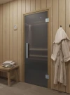 Стеклянная дверь для сауны и бани "Фаворит графит прозрачный" 1900х700 по коробке (DoorWood)