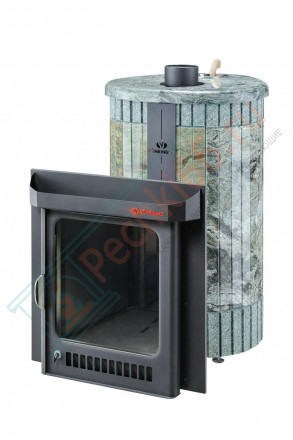 Дровяная банная печь Ферингер ОПТИМА "Жадеит перенесённый рисунок + жадеит бучардированный" до 28 м³