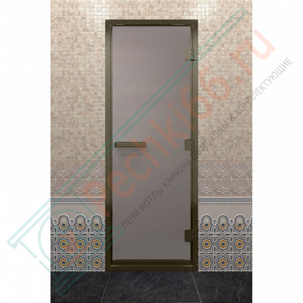 Дверь для хамама в бронзовом профиле, сатин 190x70 (DoorWood)