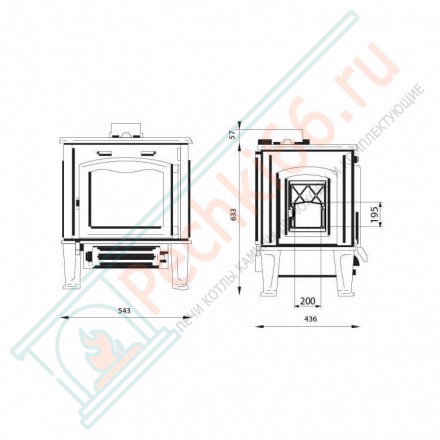 Чугунная печь-камин HERMES, SIDE DOOR (Ferguss) до 250 м3