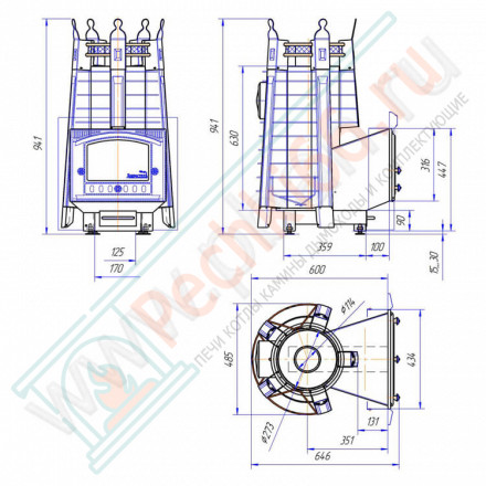 Банная печь Августа ПРОФИ с панорамным стеклом (Добросталь)