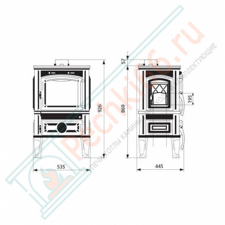 Чугунная печь-камин MAGMA, SIDE DOOR (Ferguss) до 250 м3