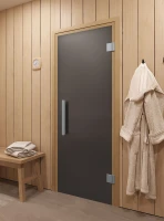 Стеклянная дверь для сауны и бани "Фаворит графит матовый" 180х70 по коробке (DoorWood)