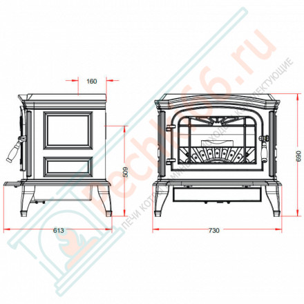 Печь-камин BRADFORD эмаль слоновая кость (INVICTA)