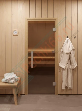 Стеклянная дверь для сауны и бани "Фаворит бронза прозрачная" 1900х700 по коробке (DoorWood)