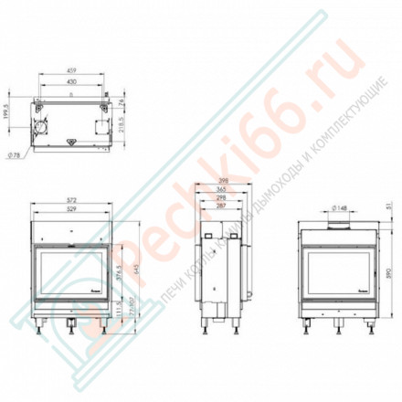 Каминная топка N-20T Exclusive, цвет - белый впереди, черный сзади (Nordpies)