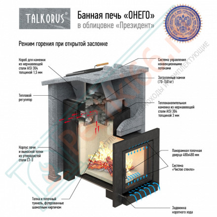 Печь для Русской бани Онего 25Т15 президент с выносной топкой (Talkorus)