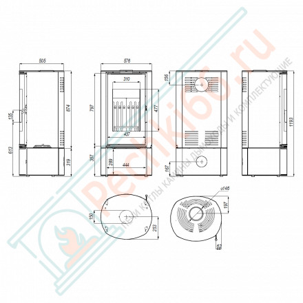 Печь-камин Orbis, серая сталь (Defro-Home) 9кВт