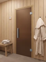 Стеклянная дверь для сауны и бани "Фаворит бронза матовая" 1800х700 по коробке (DoorWood)