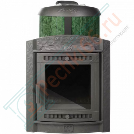 Печь для бани Атмосфера L+, усиленная каменка, ламели «Верде Гватемала» (ProMetall)