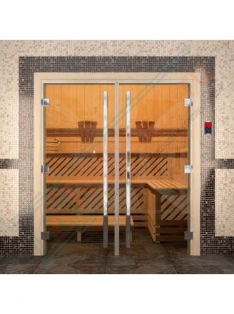 Дверь для бани и сауны Престиж двойная, бронза, 2000х1530 по коробке (DoorWood)